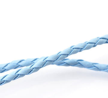 2 Meters, 3mm, Faux Leather Jewelry Braided Cord Skyblue